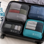 "best travel packing cubes organized inside a suitcase”.