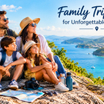 Family enjoying a scenic vacation together at a beautiful travel destination