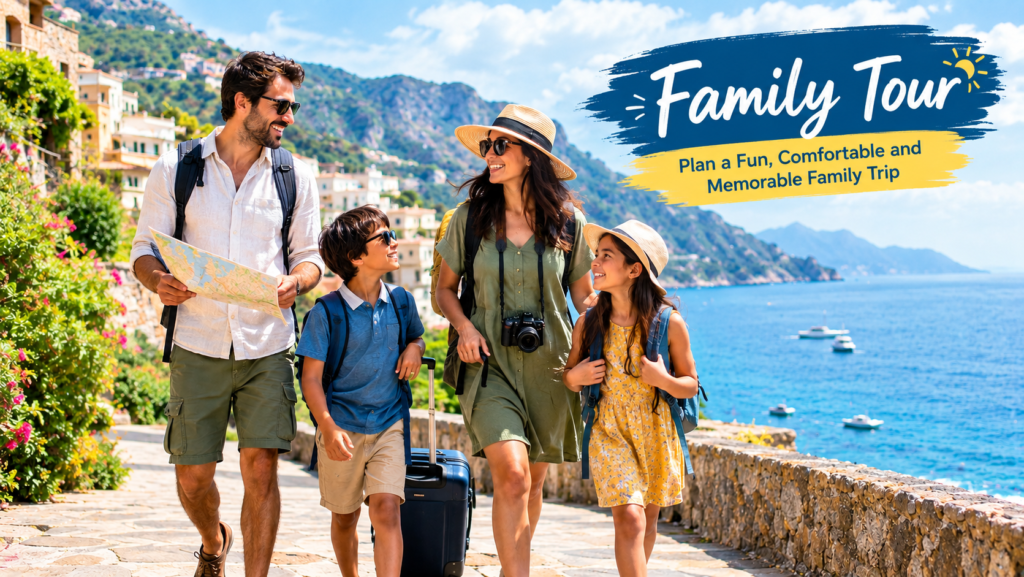 Happy family enjoying a scenic family tour together