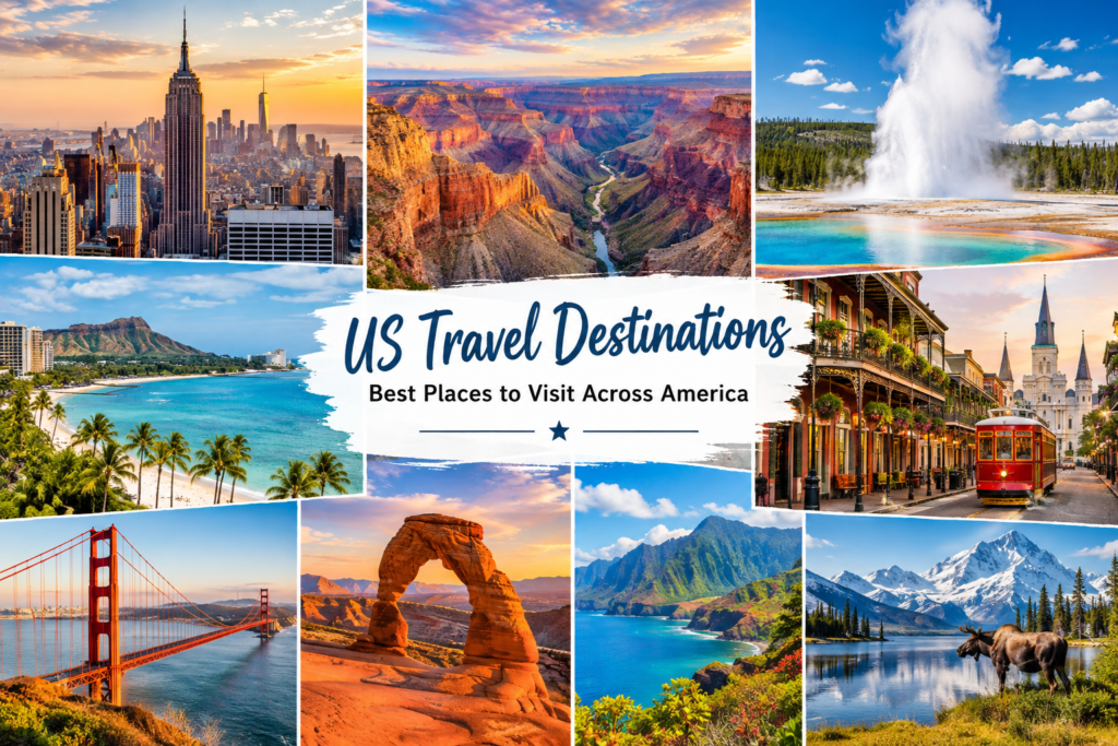 Best US travel destinations with city, beach and national park scenery