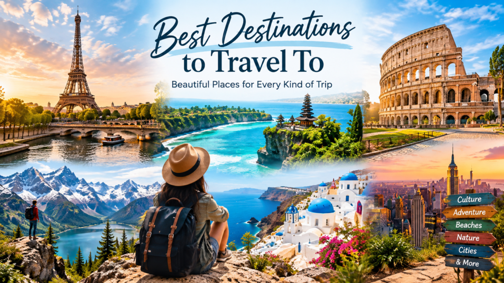 Best destinations to travel to around the world featuring cities, beaches, mountains, and cultural attractions