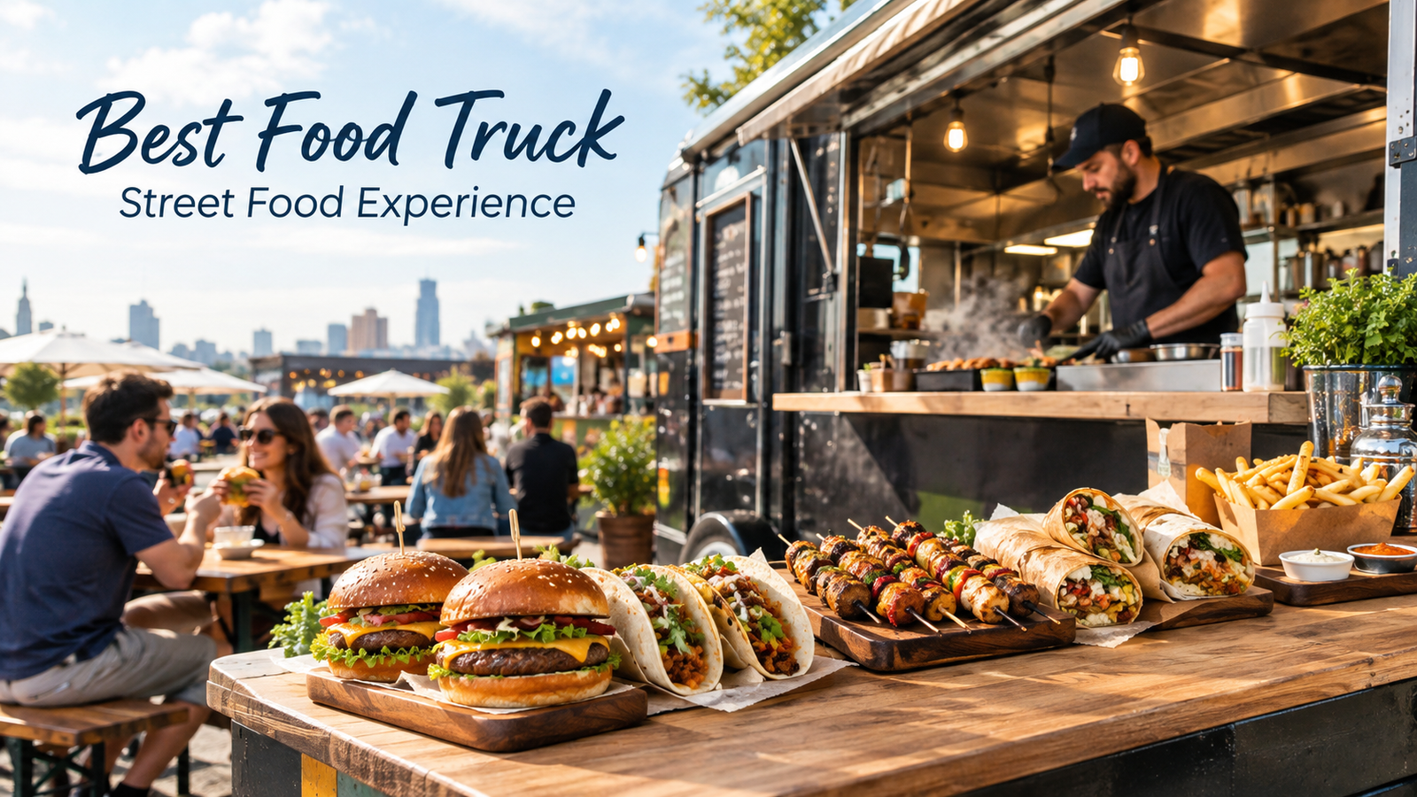 Best food truck serving fresh street food at an outdoor market
