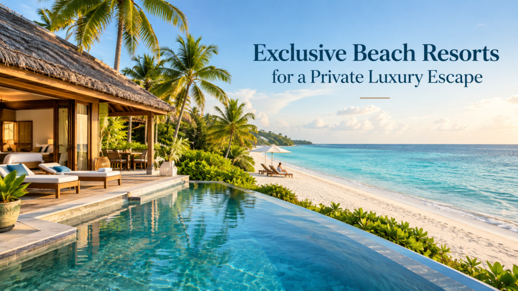 Exclusive beach resort with private villa and tropical ocean