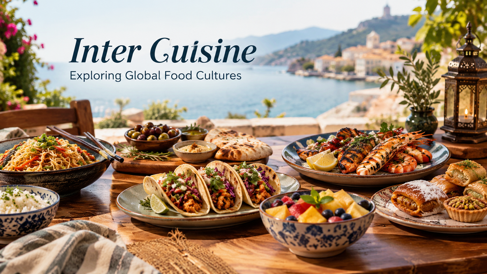 Inter cuisine featuring international dishes from different food cultures