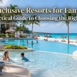 All inclusive family resort with children enjoying a tropical beachfront vacation