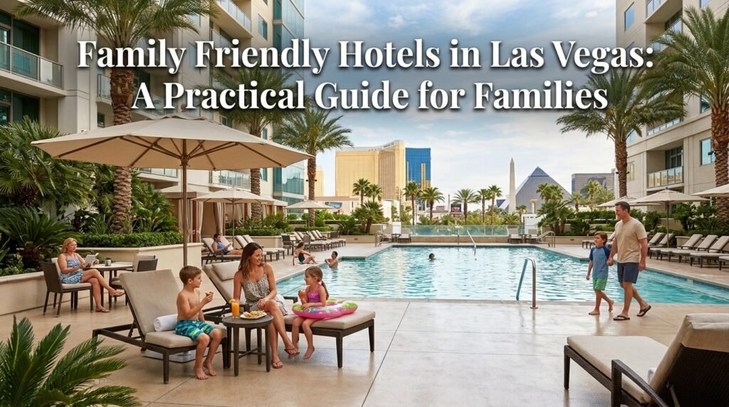 Family friendly hotel resort on the Las Vegas Strip with pool and family travelers
